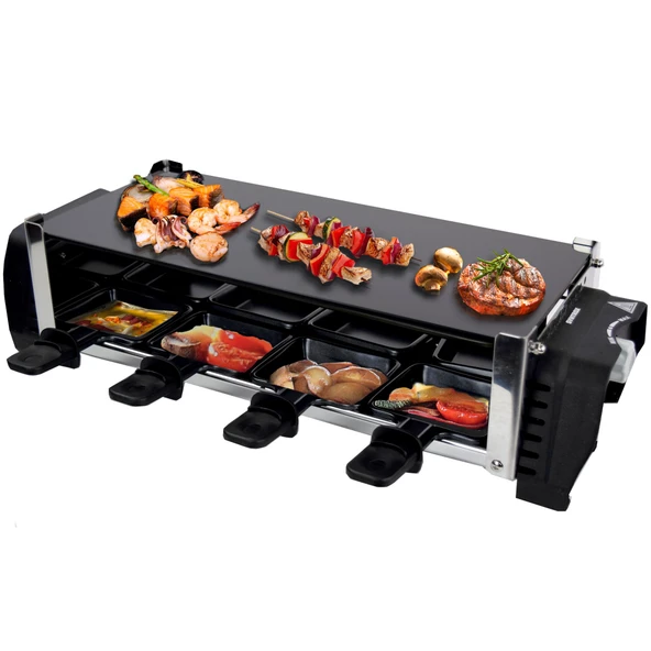 Syntrox Germany Tasarım Cam Raclette Aarau, 8 kişilik ızgara için cam seramik ızgara plakalı ürün görseli 1