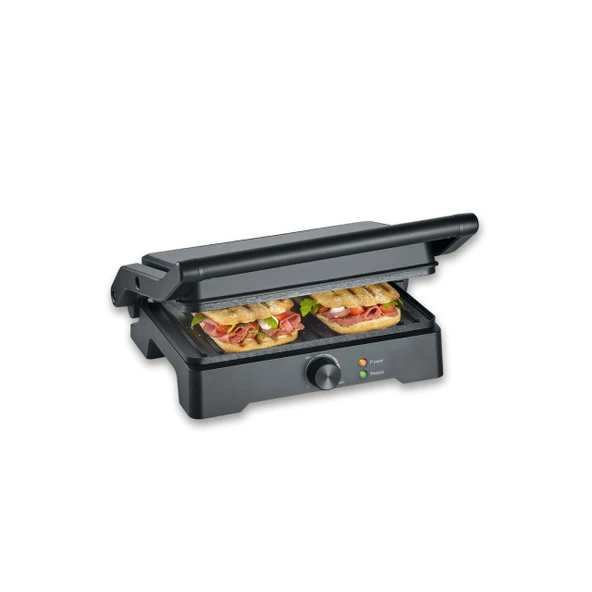 SEVERIN MultiGrill XL, yüksek kaliteli seramik kaplama, geniş ızgara yüzeyi, PFAS içermeyen ızgara plakaları, az yağlı ızgara, hamburger, panini, iç mekan elektrikli ızgara, 1800W, siyah, KG 2391 ürün görseli 1