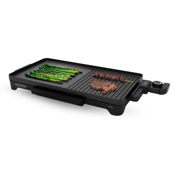 BLACK+DECKER BXGB2200E – Masa Izgarası ve Plancha 2200W | Izgara yüzeyi 49x27 cm | Gres damlama tepsisi | Yapışmaz kaplama | Sıcaklık kontrol cihazı | Temizlemesi kolay | Kaymaz ayaklar ürün görseli 1