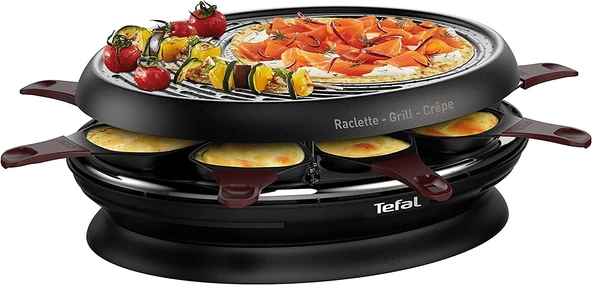 Tefal RE3200 Store'In Raclette, 1050 watt, raclette, ızgara ve krep, 8 tava, cihazda saklama alanı, yapışmaz kaplama, bulaşık makinesinde yıkanabilir, siyah ürün görseli 1