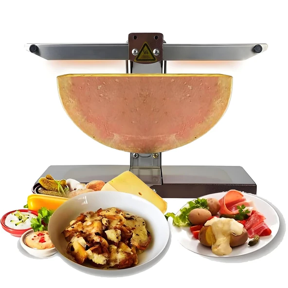 ByBoDi Profesyonel Raclette Peynir Eritici, Restoranlar için 0-90° Ayarlanabilir Katlanır Elektrikli Eritme İstasyonu, Yarım Somun, Parça ve Blok, Kafe ve Catering için 1000W Çift Isıtıcı ürün görseli 1