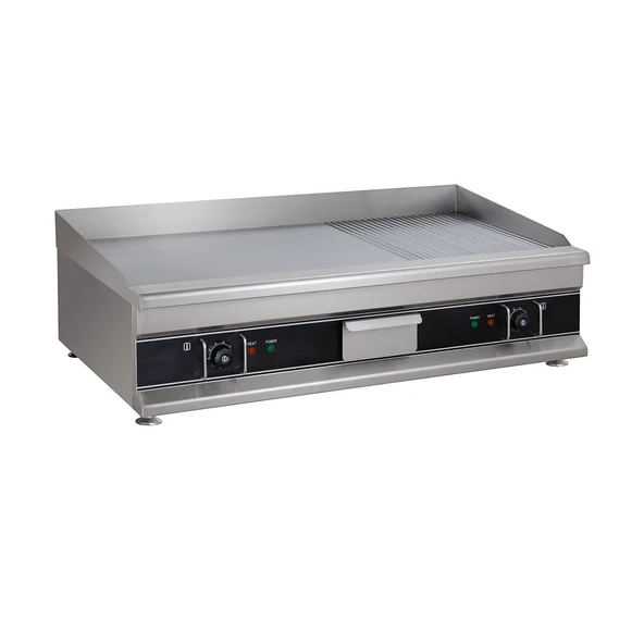 GastroHero elektrikli ızgara plakası Eco 998x398 ½ pürüzsüz, ½ oluklu - masa üstü catering ekipmanı ürün görseli 1