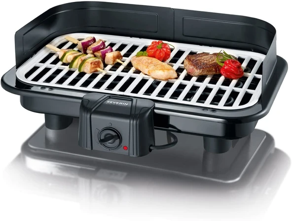 Severin PG 2794 barbekü ızgarası, dökme seramik plakalı, siyah/beyaz ürün görseli 1