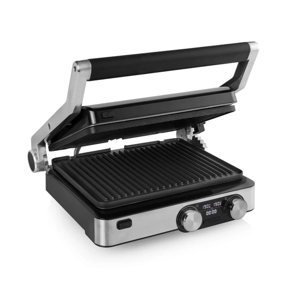 Princess 117310 Digital Grill Master Pro - masa ızgarası - 2 ayarlanabilir termostat - dijital kontrol paneli - 2000 watt 01.117310.01.001, gümüş, siyah ürün görseli 1
