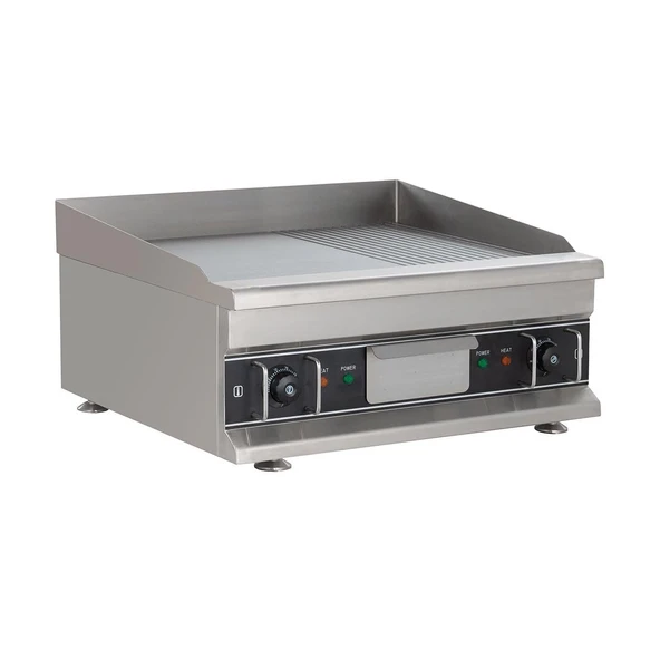 GastroHero elektrikli ızgara plakası Eco 596x398 ½ pürüzsüz, ½ oluklu - masa üstü catering ekipmanı ürün görseli 1