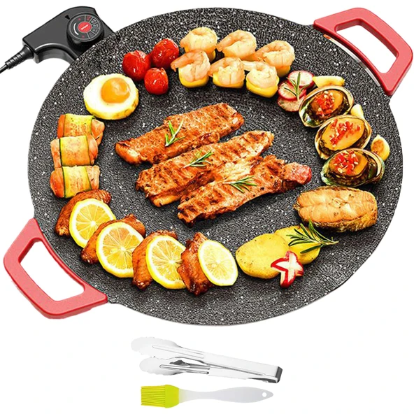 Yapışmaz Elektrikli İç Mekan Izgara Tavası, 11,8/13,8/15,7 inç Yapışmaz Elektrikli İç Mekan Izgara Tavası, Ayarlanabilir Sıcaklık, Biftek ve Barbekü için (11,81 In) ürün görseli 1