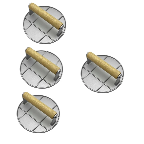 Alipis 4 Parça Ağır Hizmet Tipi Alüminyum Alaşım Burger presi Hamburger Patty Maker Aracı Izgara Parçalayıcı Kullanımı Kolay Ergonomik Sap ürün görseli 1