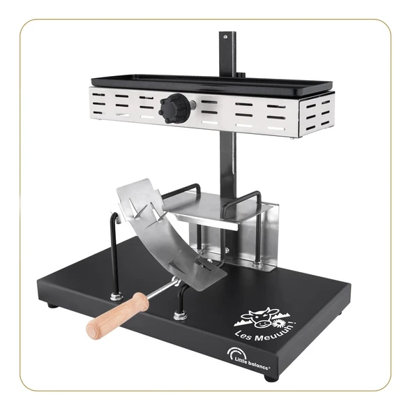 LITTLE BALANCE 8752 Savoyarde 1/2 Whetstone, Yarım Öğütücülü Geleneksel Raclette, 8 Kişi, Ayarlanabilir Isıtma Rampası, Izgara, PFAS İçermeyen, Yapışmaz Kaplama, 850W, Paslanmaz Çelik/Siyah ürün görseli 1