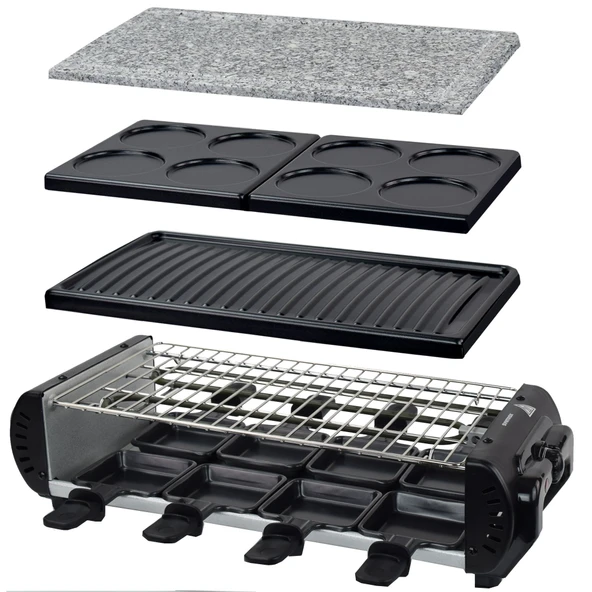Syntrox Germany Design Raclette Liestal, 4 ızgara plakası ve 8 kişilik ızgara için sıcak taşlı ürün görseli 1