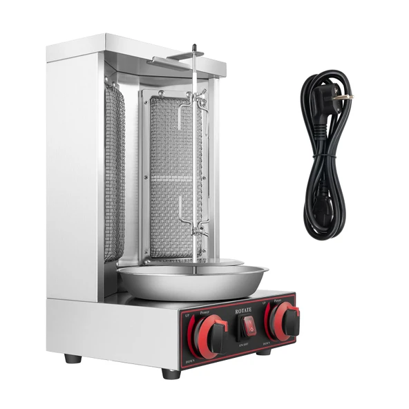 Gazlı kebap makinesi paslanmaz çelik dikey ızgara, 2 brülörlü, 3000W ve kızılötesi ısıtmalı, restoranlar, evler ve kamp için büyük kapasiteli ızgara cihazı ürün görseli 1