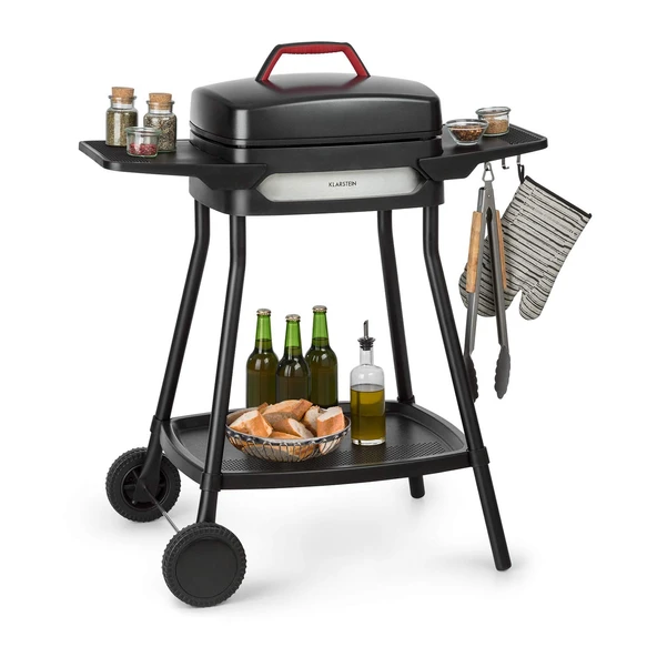 Klarstein Gatsby elektrikli ızgara ayakta ızgara masa ızgarası, güç: 2000 W, EasyGrill Concept, ızgara alanı: 40 x 36 cm/döküm alüminyum/yapışmaz/ızgara davlumbaz, iki yan sehpa, siyah ürün görseli 1