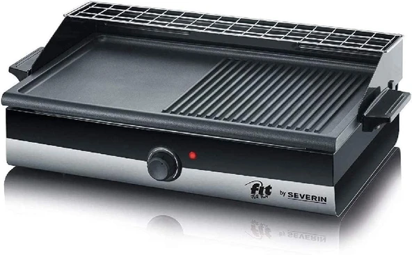 Severin KG 2367 Barbekü ızgarası Smart-Line, siyah/fırçalanmış paslanmaz çelik ürün görseli 1