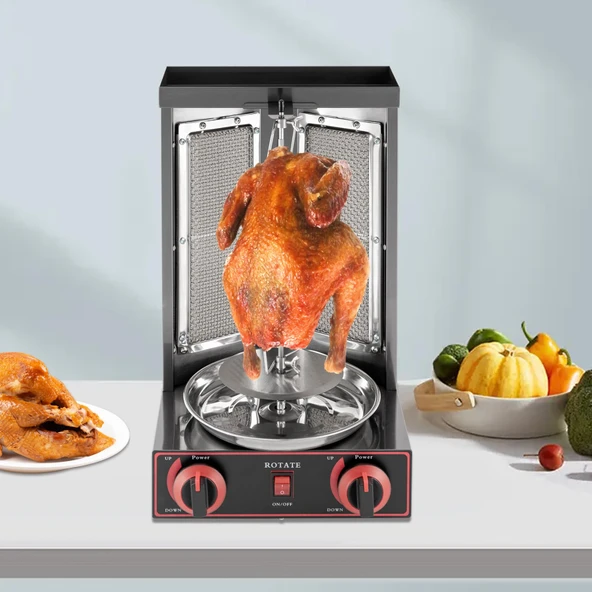 Gazlı Orta Barbekü Izgara Dikey Izgara 3000W Masa Izgarası, 360° Döndürülebilir Rotisserie Spit Döner Izgarası, Ev için Tavuk Izgarası, Dış Mekan, Kamp ürün görseli 1