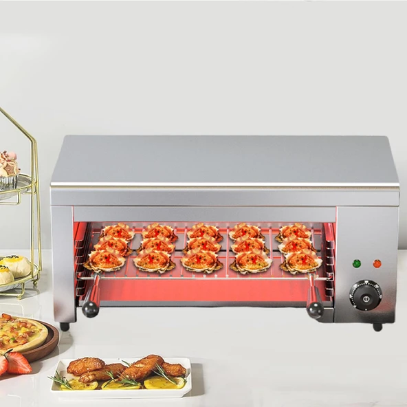 TBANVOO 2000W Ticari Masaüstü Izgara, Restoran Mutfakları için Duvara Monte Paslanmaz Çelik Ekmek Kızartma Makinesi Fırını, Peynirli Biftek Eti için 122-572°F Ekmek Kızartma Makinesi Fırını ürün görseli 1
