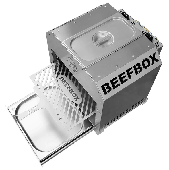 BEEFBOX TWIN 2.0 - XXL 850°C 2 x 4,2kW'lık üst ısıtma ızgarası - tamamen paslanmaz çelik - çıkarılabilir - elektronik ateşleme - entegre ısıtma alanı ürün görseli 1