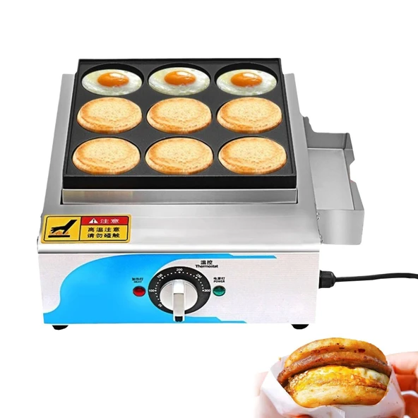 ToayNia Ticari Elektrikli Yumurta Burger Makinesi, Yumurta Burger Makinesi, Halka Isıtıcı, 50-300°C Düğme Kontrolü, 9/18 Kong, Burgerler, Sahanda Yumurtalar, Sandviçler için 9 ürün görseli 1