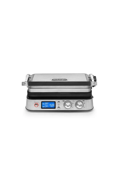 De'Longhi MultiGrill CGH1020D elektrikli ızgara, 6 pişirme fonksiyonuna sahip - kontaklı ızgara, masa ızgarası, gratin fonksiyonu, 2 ızgara plakası seti dahil, 2000 watt, paslanmaz çelik ürün görseli 1