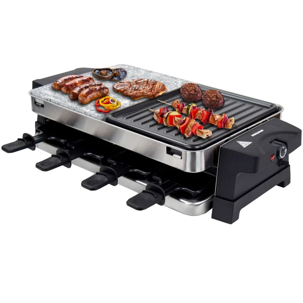 Syntrox Germany paslanmaz çelik tasarım Raclette Bern, ızgara ve sıcak taşla 8 kişilik ürün görseli 1