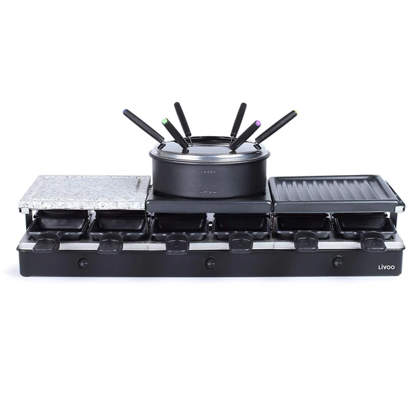 Raclette + fondü seti 12 kişilik 1650w - doc234, Siyah ürün görseli 1