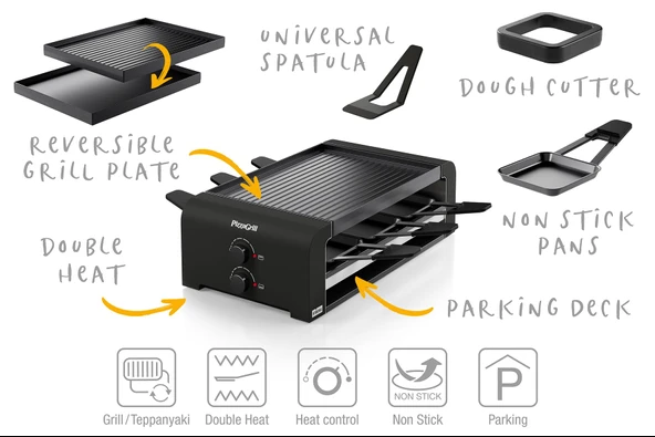Stöckli Raclette PizzaGrill 6 Siyah - Resim 3