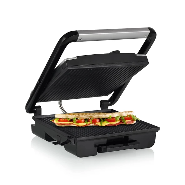 Princess 112425 kontak ızgarası - çok işlevli - ızgara yüzeyi 30 x 27 cm - 2000 W - termostat - paslanmaz çelik - gümüş ürün görseli 1