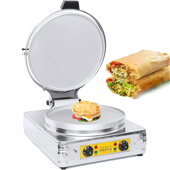 Ticari Elektrikli Gözleme Tavası, 2700W Gözleme Yapıcı, Döner Isıtma Izgarası, Paslanmaz Çelik Yapım Makinesi, Ayarlanabilir Termostat, Ev Restoranı veya Ticari Kullanım için ürün görseli 1