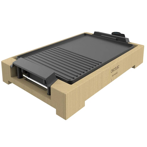Cecotec elektrikli ızgara ve ocak gözü Tasty & Grill 2000 Bambu, 2000 W, bambu çerçeve, ayarlanabilir termostat, karışık yüzey, bulaşık makinesinde yıkanabilir ürün görseli 1