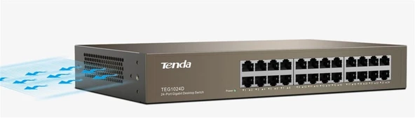Tenda TEG1024D 24 Port 10-100-1000 Mbps Switch Çelik Kasa Rack Mount ürün görseli 1