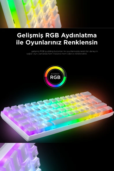 61 Tuş Kablolu Mekanik Klavye Değiştirilebilir Red Switch Rgb Bilgisayar Oyuncu Klavyesi 22 Modlu ürün görseli 1