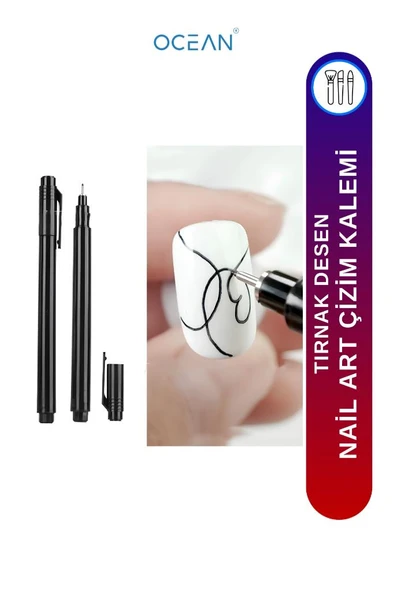 Ocean Profesyonel Nail Art Çizim ve Desen Kalemi Siyah EBAY-118 ürün görseli 1