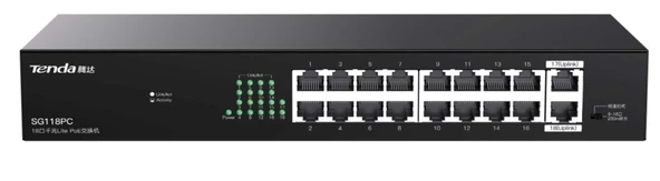 Tenda SG118PC SG118PC 18 Port Gigabit PoE Switch 100-100-1000 167W ürün görseli 1