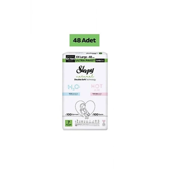 Sleepy Natural Double Soft Bebek Bezi Ultra Paket 7 Beden 48 Adet ürün görseli 1