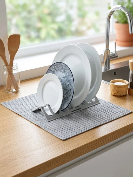 Mucit Home Ultra Emici Tabaklık Standlı Mikrofiber Bulaşık Altlığı Bezi Kurutma Matı  38*49 cm ürün görseli 1