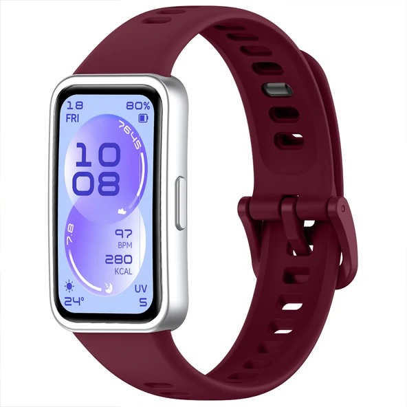 Huawei Band 11 / 11 Pro Uyumlu Premium Soft Silikon Kordon Tokalı Konforlu Akıllı Saat Kayışı  Mürdüm ürün görseli 1