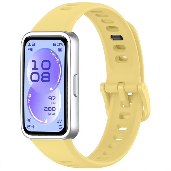 Huawei Band 11 / 11 Pro Uyumlu Premium Soft Silikon Kordon Tokalı Konforlu Akıllı Saat Kayışı  Sarı ürün görseli 1