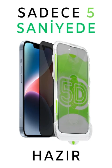 iPhone 13 Uyumlu Kolay Uygulama Aparatlı Hayalet Tam Kapatan Cam Ekran Koruyucu ürün görseli 1