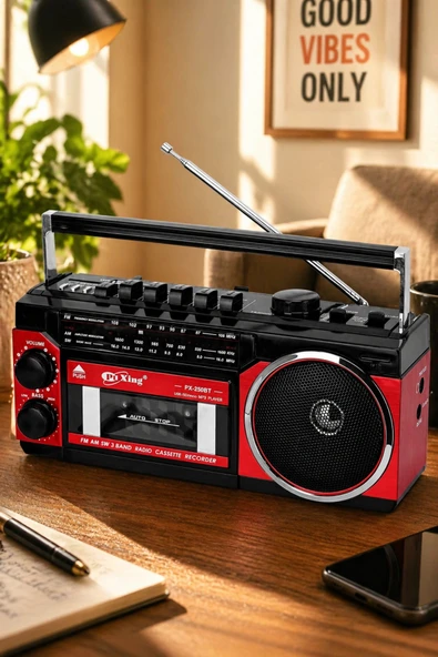 PuXing PX-250BT USB/SD Girişli Nostaljik Radyo Kasetçalar - Ses Kayıt Özellikli Bluetooth Hoparlör ürün görseli 1