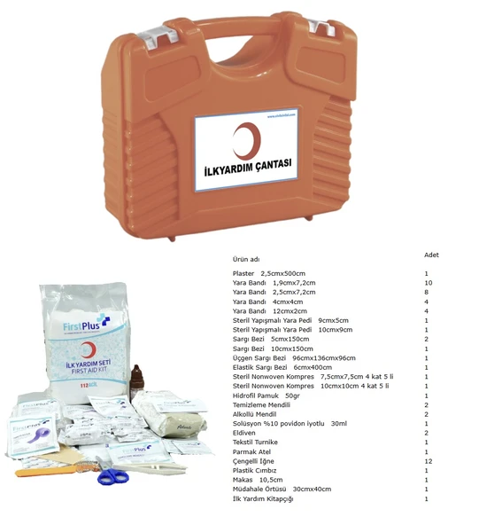 Plastik İlkyardım Çantası  Ilkyardım Içerik Paketi Full Set ürün görseli 1