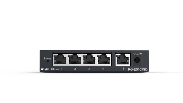 Ruijie-Reyee RG-ES105GD 5 Port 10-100-1000 Mbps Gbit Yönetilemez Switch Çelik Kasa ürün görseli 1