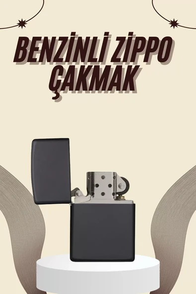 Çakmak Parlak Siyah Benzinli Çakmak Cep Boy Doldurulabilir ürün görseli 1