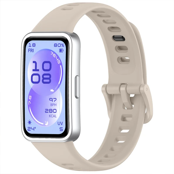 Huawei Band 11 / 11 Pro Uyumlu Premium Soft Silikon Kordon Tokalı Konforlu Akıllı Saat Kayışı  Bej ürün görseli 1