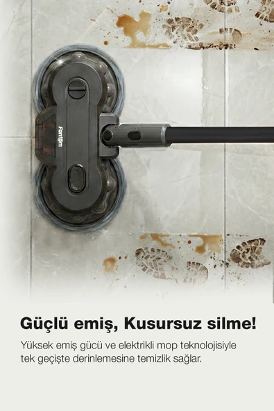 Fantom Pluto P 6100 Plus Cyclone Elektrikli Moplu Dikey Süpürge Siyah - Resim 8