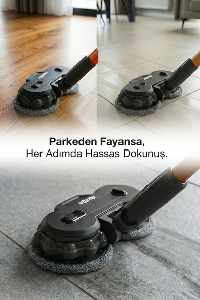 Fantom Pluto P 6100 Plus Cyclone Elektrikli Moplu Dikey Süpürge Siyah - Resim 6