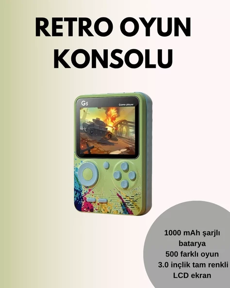 TV Bağlantılı 500 Oyunlu Mini Gameboy Konsol ürün görseli 1