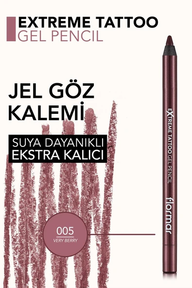 Flormar Extreme Tattoo Yüksek Pigmentli & Mat Bitişli Jel Göz Kalemi 005 VERY BERRY ürün görseli 1
