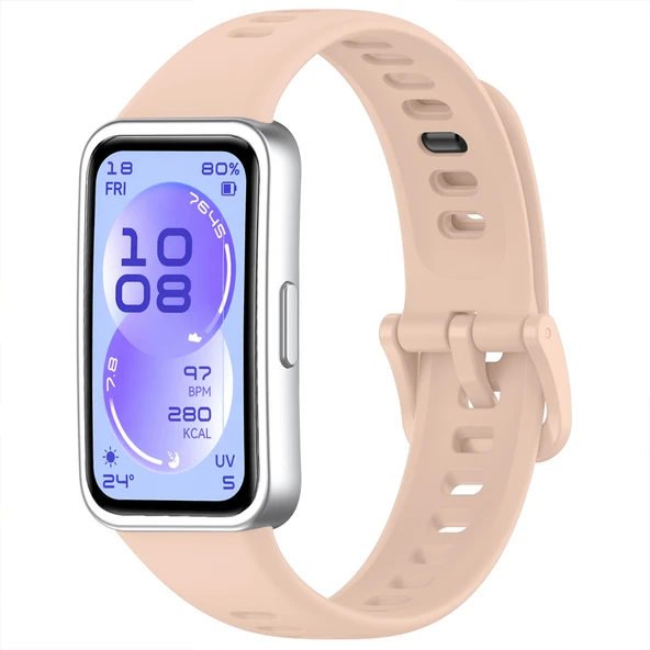 Huawei Band 11 / 11 Pro Uyumlu Premium Soft Silikon Kordon Tokalı Konforlu Akıllı Saat Kayışı  Pudra ürün görseli 1