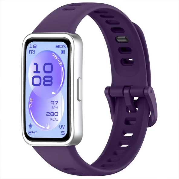 Huawei Band 11 / 11 Pro Uyumlu Premium Soft Silikon Kordon Tokalı Konforlu Akıllı Saat Kayışı  Mor ürün görseli 1
