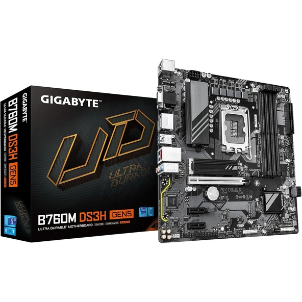 Gigabyte B760M DS3H Gen5 Intel LGA1700 DDR5 Micro ATX Anakart ürün görseli 1