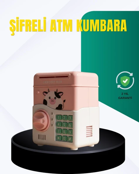 Pembe Şifreli Eğitici ATM Kasa Çocuk Kumbarası ürün görseli 1