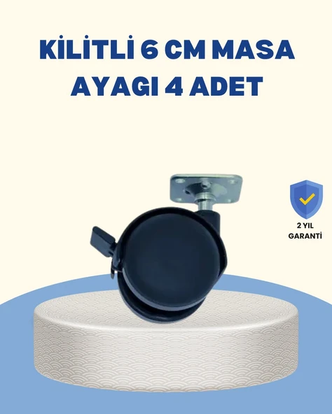Kilitli Mobilya Tekerleği 6 cm 4 lü Kolay Kurulum ürün görseli 1
